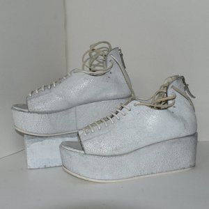 White Leather Marsell Platform Sandals